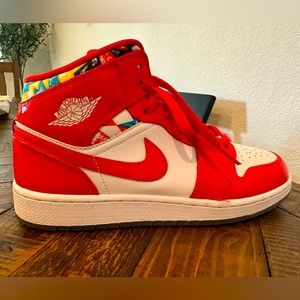 Jordan 1 Mid Barcelona Sweater Red Patent (GS) / Sz 7Y